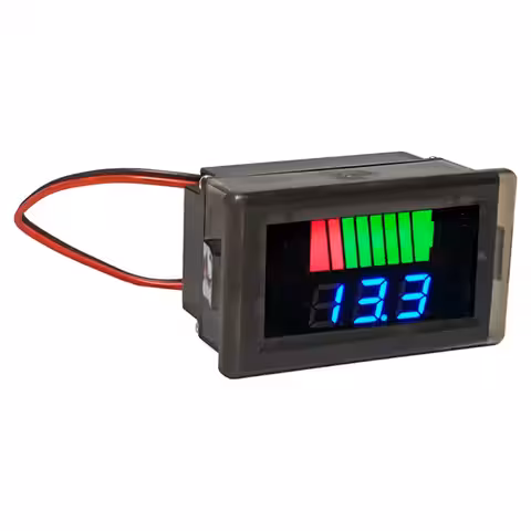 LED-voltmeter, enkel montering, för spänning 12V–72V