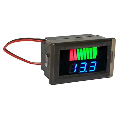 Afișaj LED nivel baterie pentru moto și auto Voltmetru cu LED, montabil ușor, pentru tensiuni între 12V și 72V
