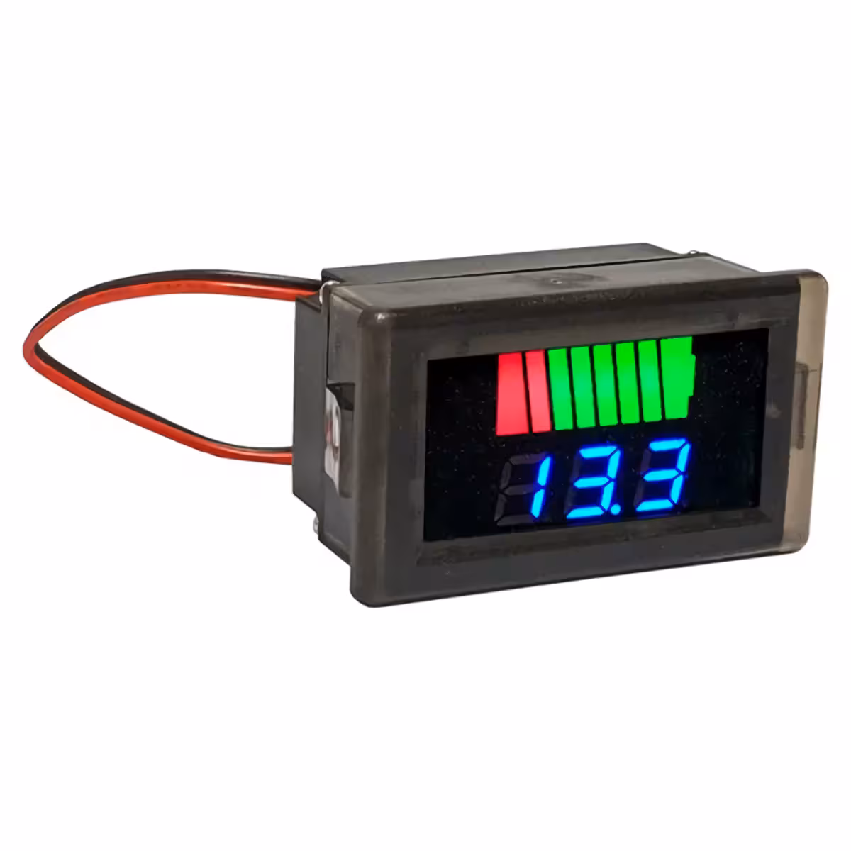 Afișaj LED nivel baterie pentru moto și auto Voltmetru cu LED, montabil ușor, pentru tensiuni între 12V și 72V