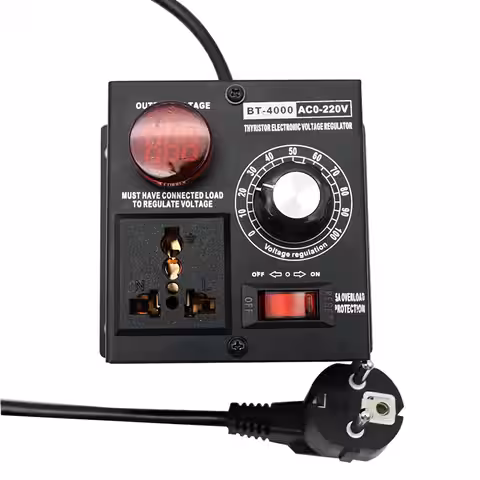 Regulator electric 4000W cu afișaj de tensiune Variator tensiune pentru control turație și intensitate la scule și electrocasnice