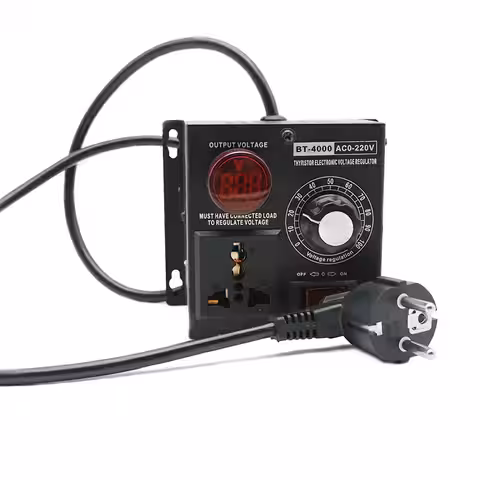 Regulator universal de tensiune cu priză Controler de tensiune 0–230V cu priză multifuncțională și cadran de reglare