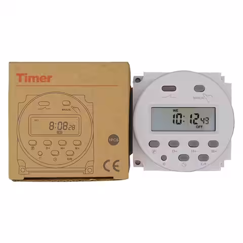Elektronisk timer 12V med mikrocontroller och display för dagliga eller veckovisa inställningar