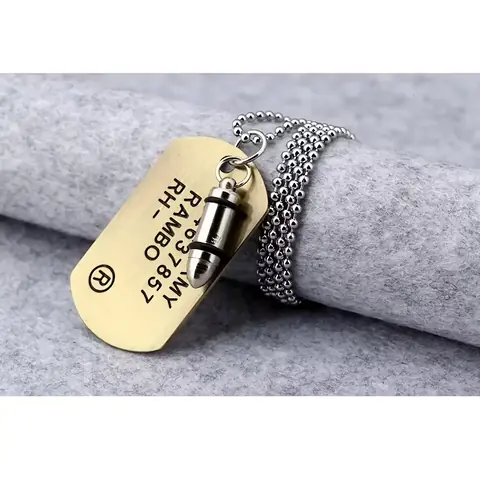 Řetízek Dog Tag Medailon + vojenské identifikační štítky bullet