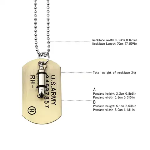 Řetízek Dog Tag Medailon + vojenské identifikační štítky bullet