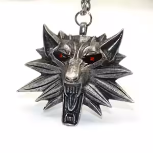 Medalion The Witcher cu ochi roșii, din aliaj de zinc, design lup iconic