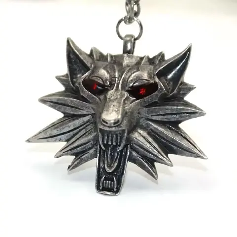 Medalion The Witcher cu ochi roșii, din aliaj de zinc, design lup iconic