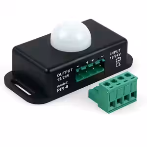 Senzor PIR detectare mișcare 12-24V, curent maxim 6A, pentru LED-uri și corpuri de iluminat