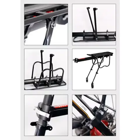 Suport bagaje bicicletă aluminiu cu prindere pe tija Portbagaj aluminiu reglabil – montare ușoară pe tija șa bicicletă