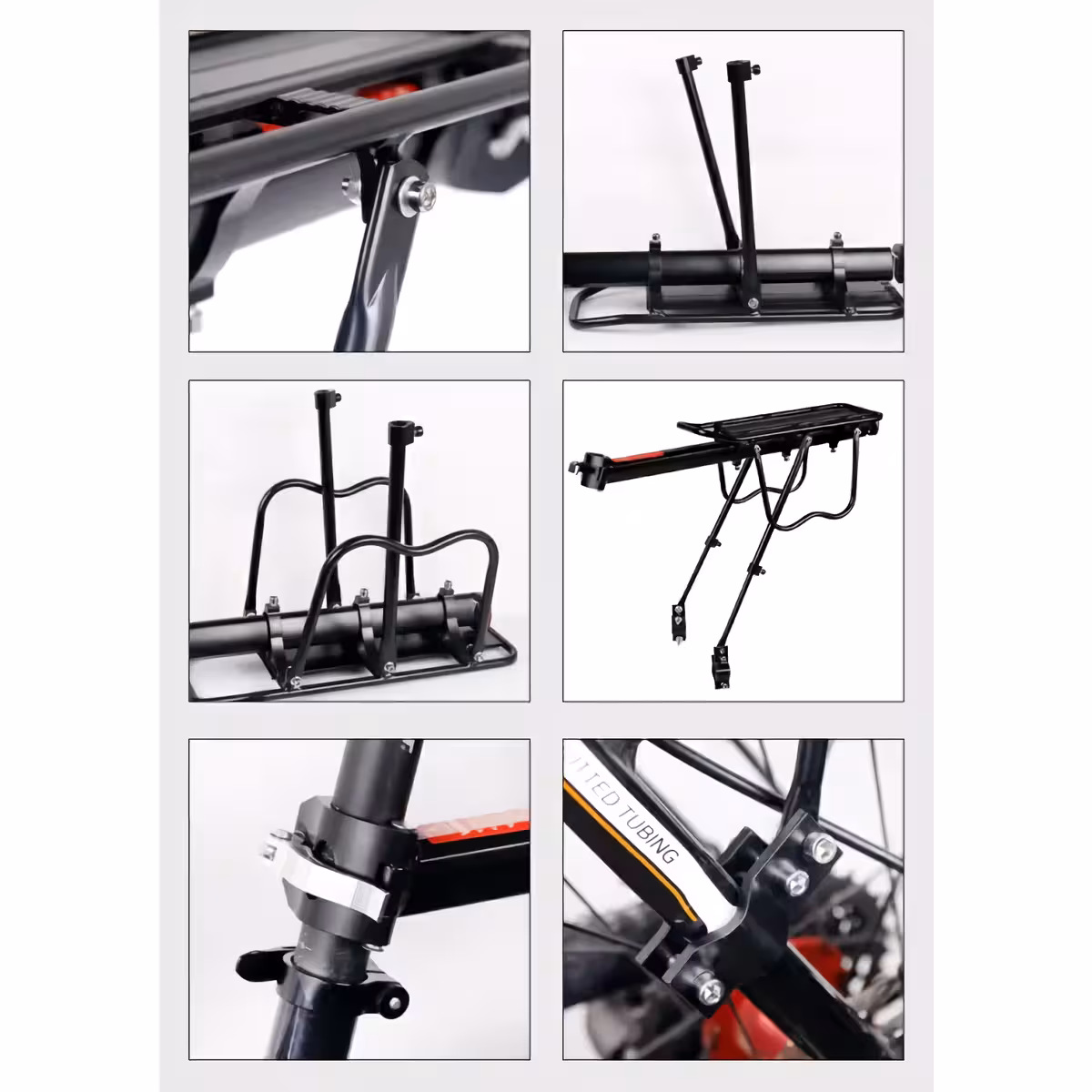 Suport bagaje bicicletă aluminiu cu prindere pe tija Portbagaj aluminiu reglabil – montare ușoară pe tija șa bicicletă