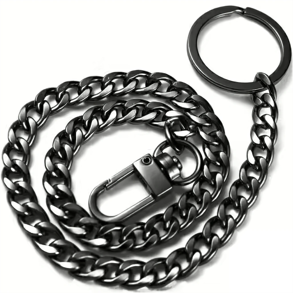 Řetěz na kalhoty unisex – černý kovový doplněk pro džíny, děti i dospělé