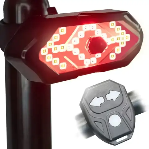 Bec spate bicicletă cu lumină intermitentă pentru viraj