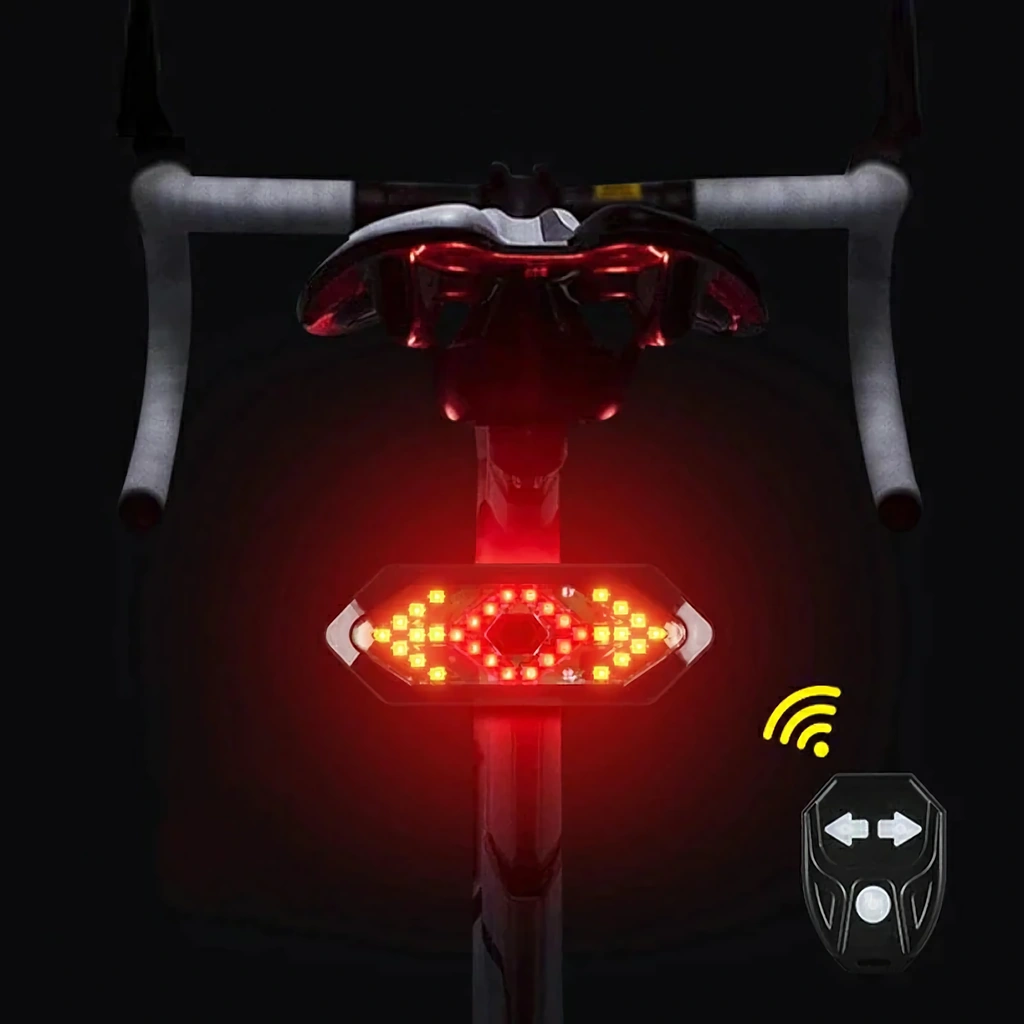 Lampă semnalizare bicicletă wireless – Lumini LED cu semnal stânga/dreapta și telecomandă pe ghidon