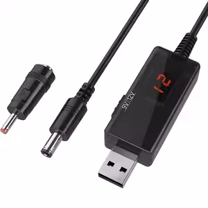 Convertor tensiune USB 5V la 12V cu mufă DC și afișaj LED integrat