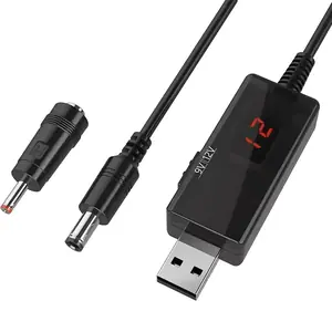 Convertor tensiune USB 5V la 12V cu mufă DC și afișaj LED integrat