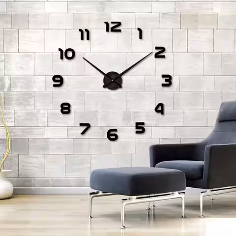 Ceas tip autocolant cu efect 3D, pentru sufragerie, bucătărie sau hol