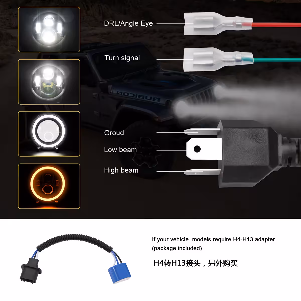 Far LED 7 inch pentru Harley Far rotund cu LED pentru Harley FLD, Touring, Softail (1991–2013)