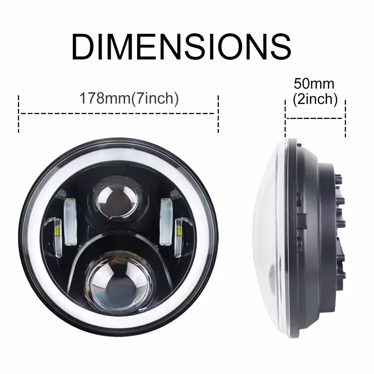 Far LED 7" pentru motociclete Far rotund LED 7 inch pentru Harley, Honda Hornet, VTR, CB400, CB1300 etc.
