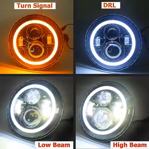 Rund 7-tums LED-strålkastare för traktor, buss och tung utrustning