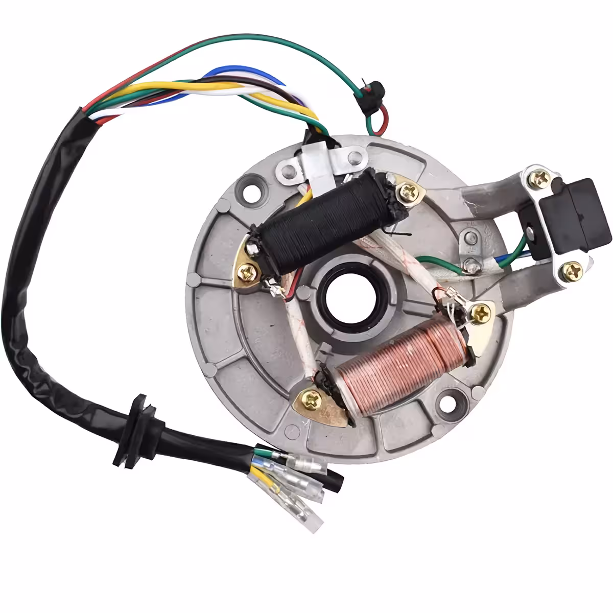 Magnetou pit bike 2 bobine Stator 2 bobine pentru pit bike, compatibil cu motor 4T 50cc-125cc