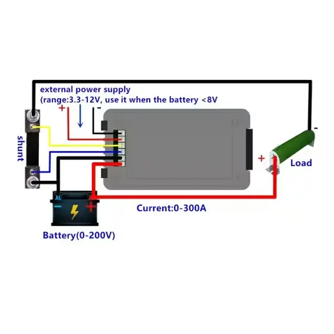 Tester baterie DC 0-200V 300A Tester baterie curent continuu cu afișare tensiune și amperaj