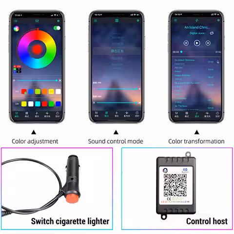 Bandă LED RGB pentru iluminat ambiental auto Bandă LED RGB flexibilă pentru interior auto