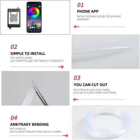 Flexibilní RGB neonový drát okolního světla do auta 6 metrů telefonní aplikace