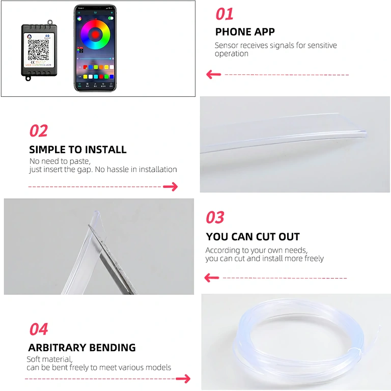 Flexibilní neonový RGB kabel pro auto Flexibilní RGB neonový kabel pro auto dekorace