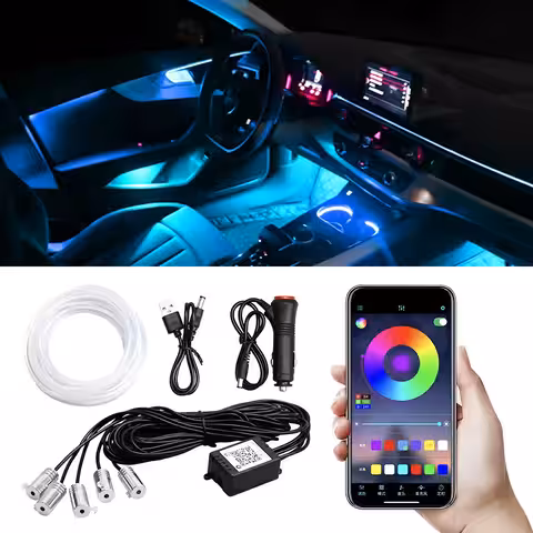 Iluminat ambiental auto RGB cu control din aplicație