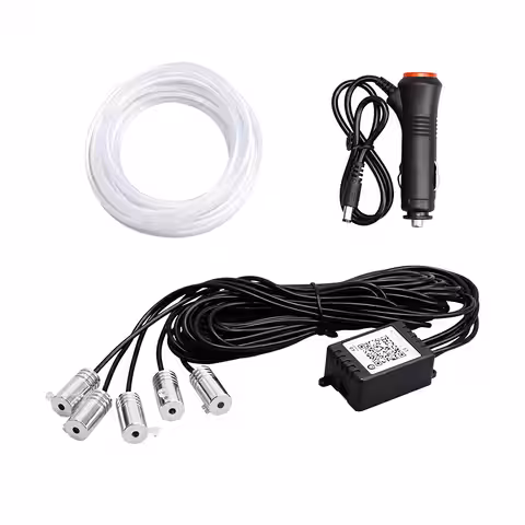 Fir neon flexibil RGB pentru iluminat auto 6 metri Fir neon flexibil RGB pentru iluminat ambiental în mașină