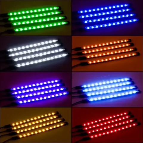 Ambientní světla do auta sada RGB LED pásků sada ambientního osvětlení INTERIÉRU auta