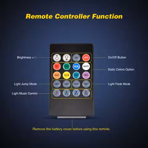 Interiörbelysningskit med fjärrkontroll och flera färger