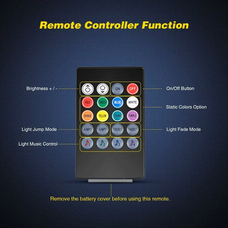Sada interiérového osvětlení auta s dálkovým ovládáním a více barvami