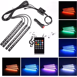 Set lumini ambientale auto cu bandă LED RGB pentru interior