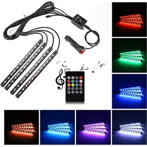 Set lumini ambientale auto cu bandă LED RGB pentru interior