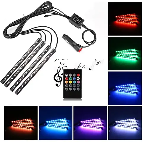 Ambientní světla do auta sada RGB LED pásků sada ambientního osvětlení INTERIÉRU auta