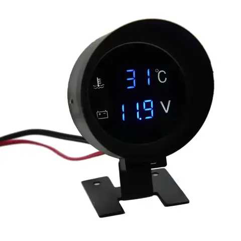 Ceas cu voltmetru și termometru digital pentru vehicule 12V și 24V Ceas digital 2 în 1 pentru măsurarea temperaturii apei și tensiunii bateriei în vehicule cu alimentare 12V sau 24V.