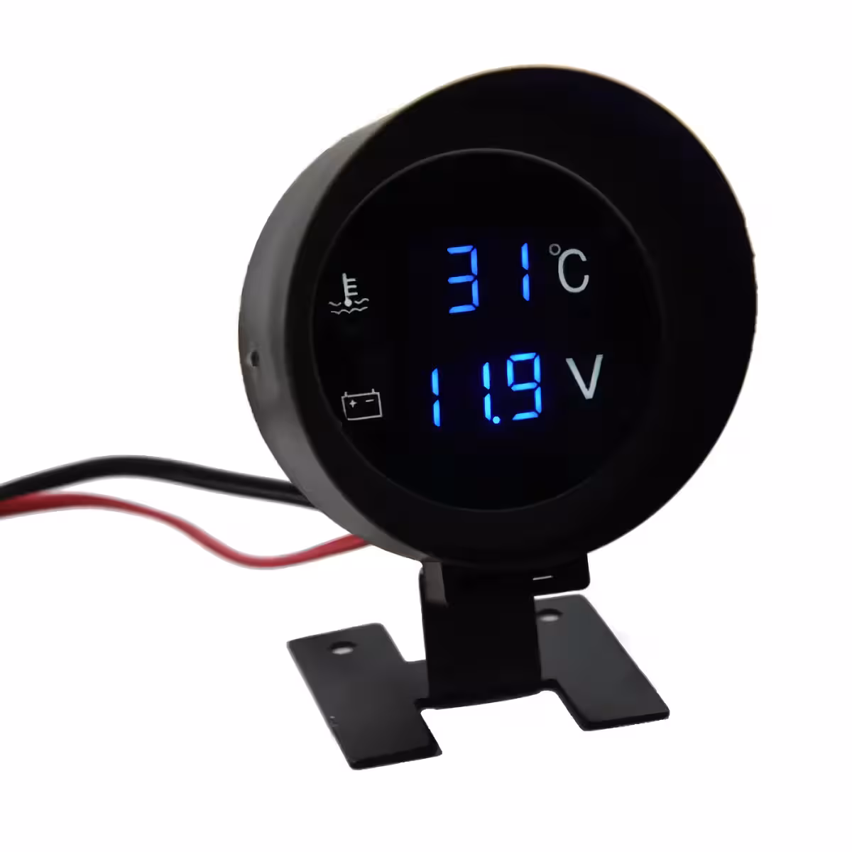 Ceas cu voltmetru și termometru digital pentru vehicule 12V și 24V Ceas digital 2 în 1 pentru măsurarea temperaturii apei și tensiunii bateriei în vehicule cu alimentare 12V sau 24V.