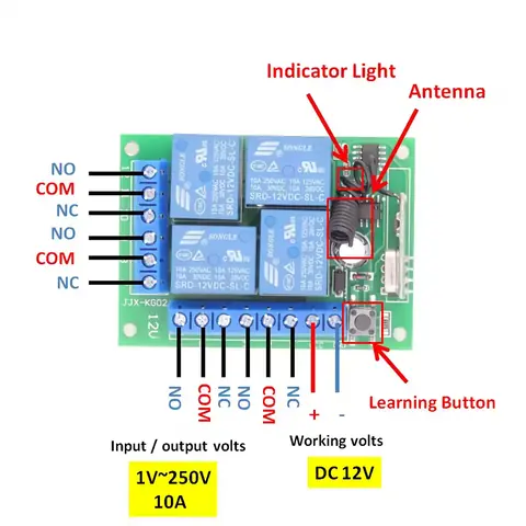 Instalační diagram pro bezdrátový relé modul