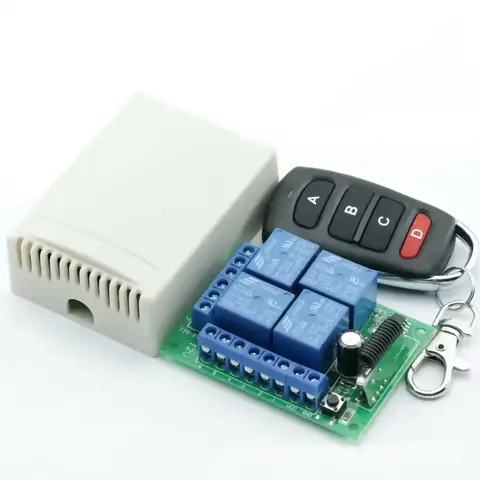 Modul releu wireless 4 canale 12V Modul cu 4 relee și telecomenzi pentru control dispozitive electrice fără fir