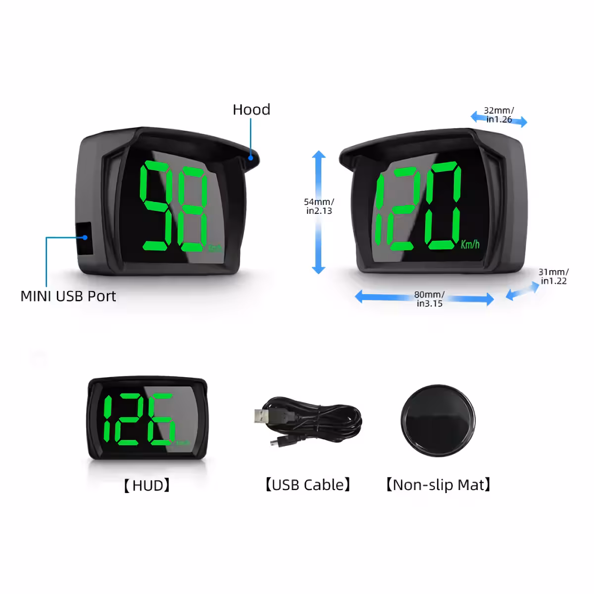 Vitezometru GPS digital universal Vitezometru digital cu afișaj Head Up pentru autoturism, ATV, scuter, bicicletă