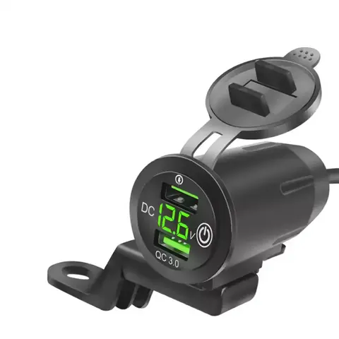 NABÍJEČKA telefonu USB zásuvka voltmetr MOTO motocykl QC 3.0 A rychlé nabíjení