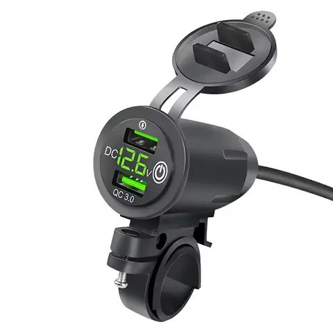 NABÍJEČKA telefonu USB zásuvka voltmetr MOTO motocykl QC 3.0 A rychlé nabíjení