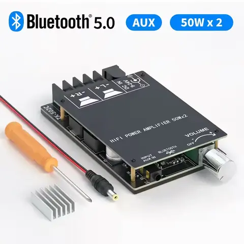 Amplificator stereo cu Bluetooth TPA3116D2 Placă audio Hi-Fi Bluetooth 5.0, compatibilă cu difuzoare pasive