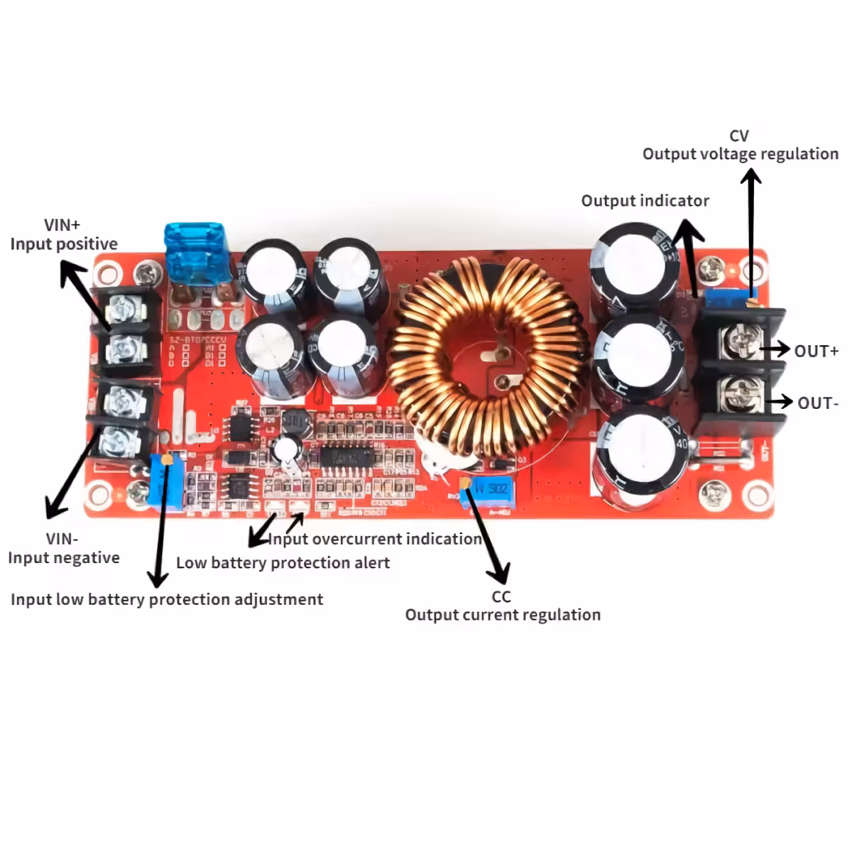 Modul step-up cu curent constant 20A Convertor cu funcție de limitare curent, protecție supracurent și scurtcircuit