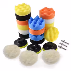 Set complet de bureți pentru polisat faruri auto cu bormașină sau mașină de polish.