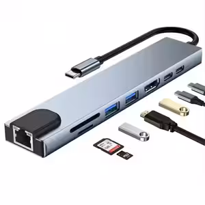 Hub USB-C cu port RJ45 pentru conexiuni stabile la internet