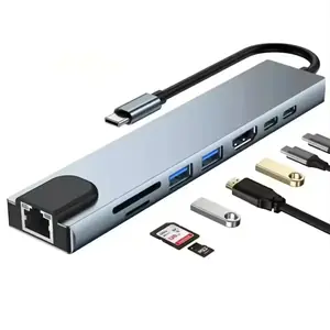 Hub USB-C cu port RJ45 pentru conexiuni stabile la internet