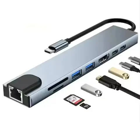 Hub USB-C cu port RJ45 pentru conexiuni stabile la internet