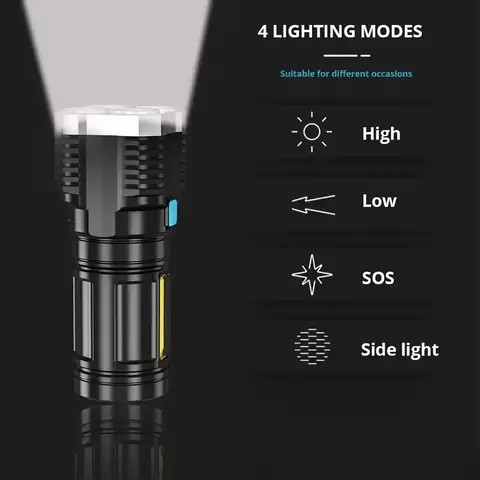 Lanternă LED cu 4 moduri de iluminare Lanternă versatilă cu patru moduri de lumină ajustabile