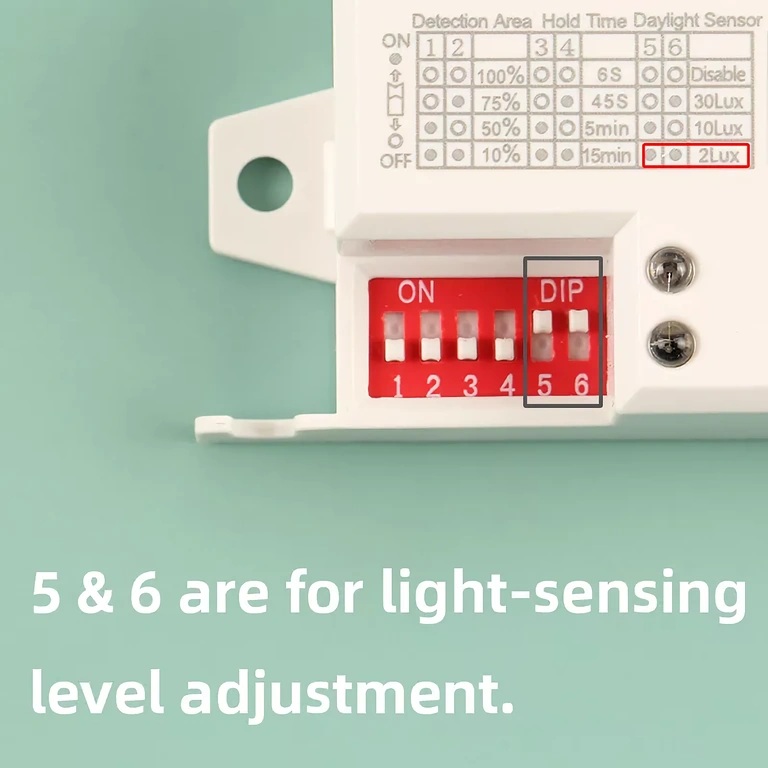 Селектор за прагове на светлина от 2 до 2000 лукса за сумеречен сензор